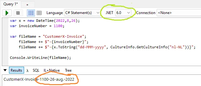 In .NET6 a dot is added