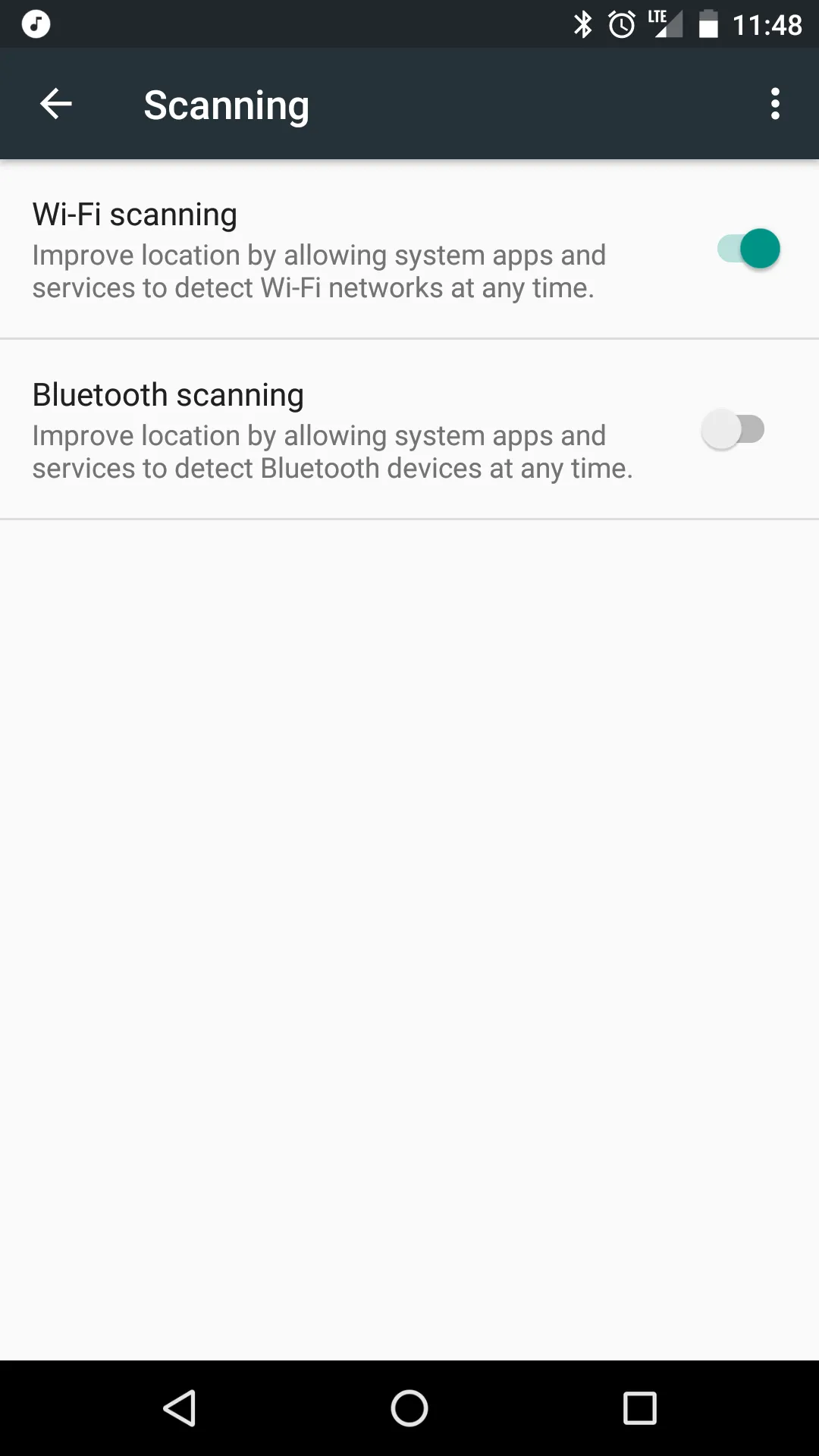 Marshmallow Bluetooth Scanning Option
