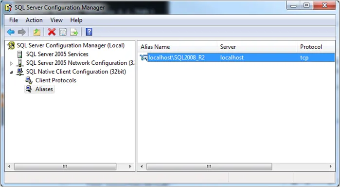 SQL Server Configuration Manager Alias Node