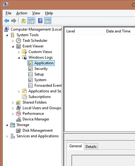 Windows Event Viewer No Application Events