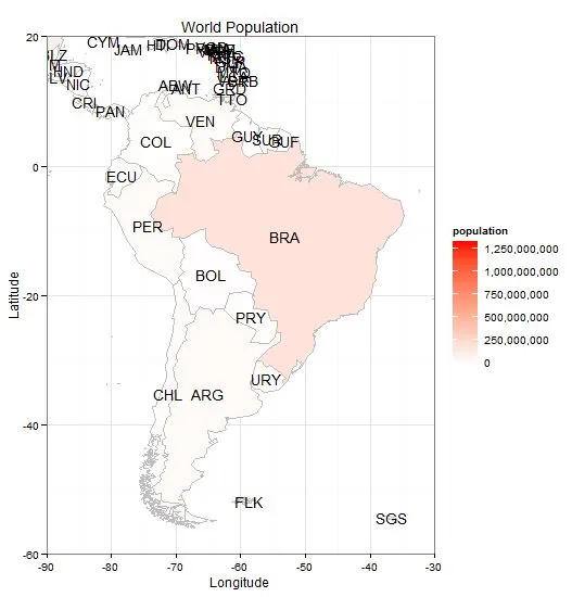 Population map of South America