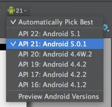 Android Studio 布局预览 - 切换 API 至 21
