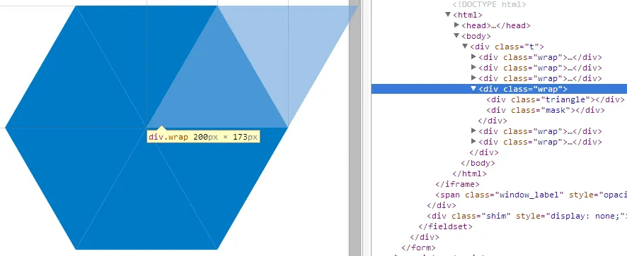 开发工具显示三角形边界的快照