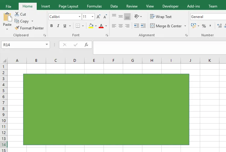 a rectangle on a spreadsheet