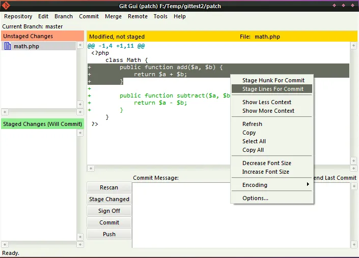 Git Gui screenshot