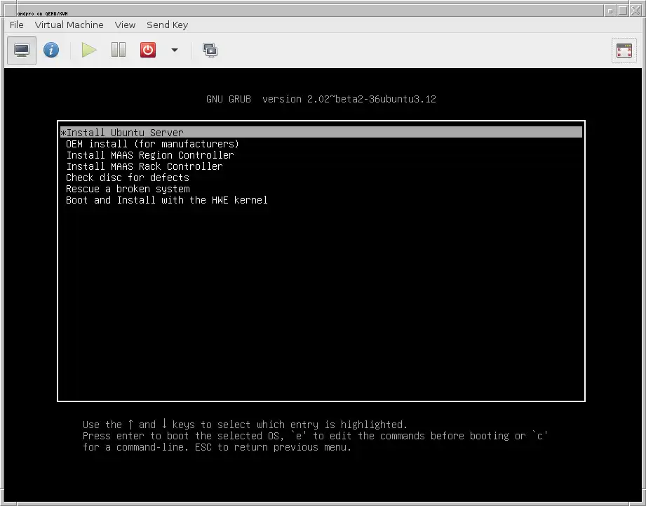 example of UEFI boot screen (screenshot)