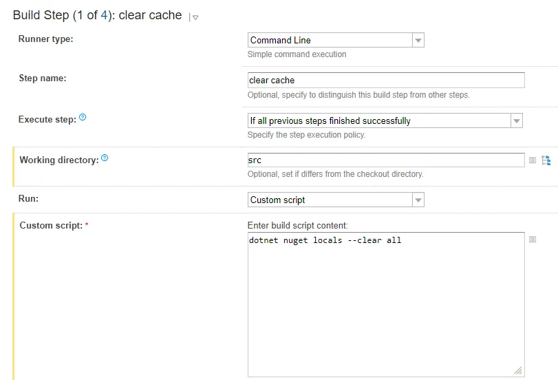 Build Step to clear nuget locals