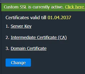 Change these files from the server in Custome Domain SSL