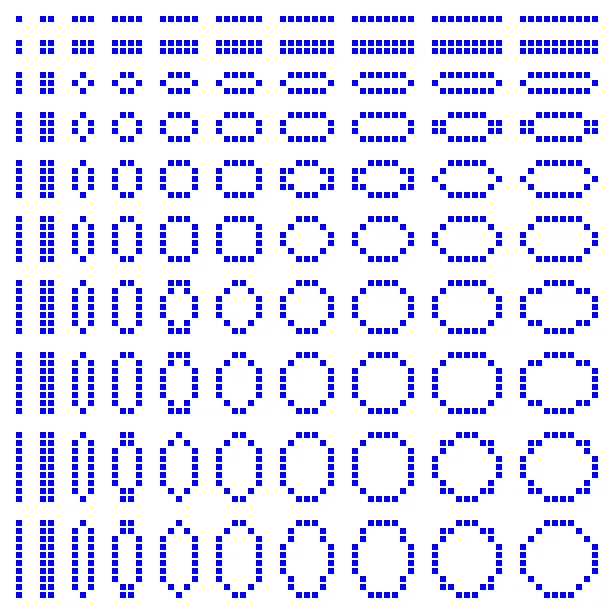 ellipses size 1 to 10