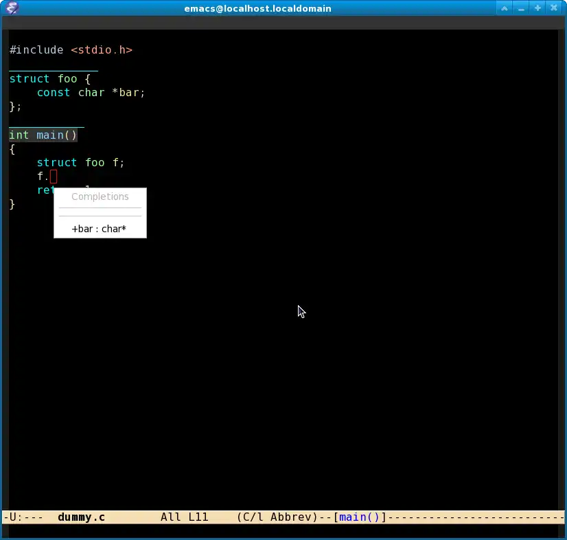 Emacs running with CEDET and color theme