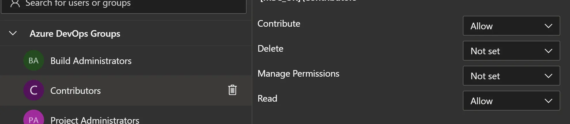 Manage permissions by group