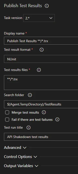 Publish Test Results Task