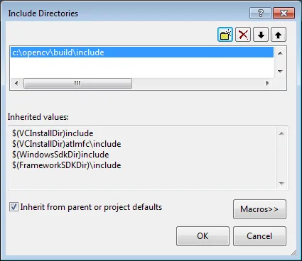 Include directories dialog