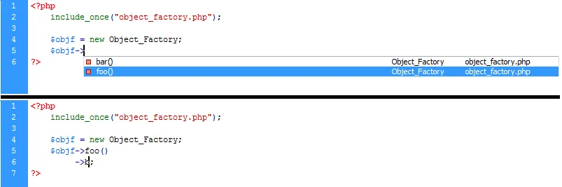 Code hinting failure when chaining methods