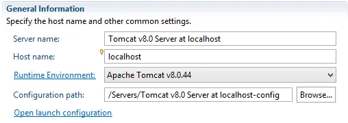 Runtime Environment for Eclipse Tomcat