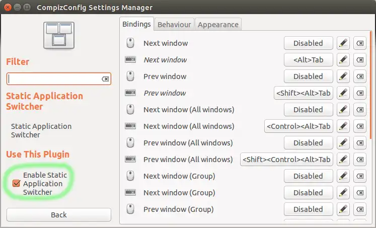 Enable Static Application Switcher