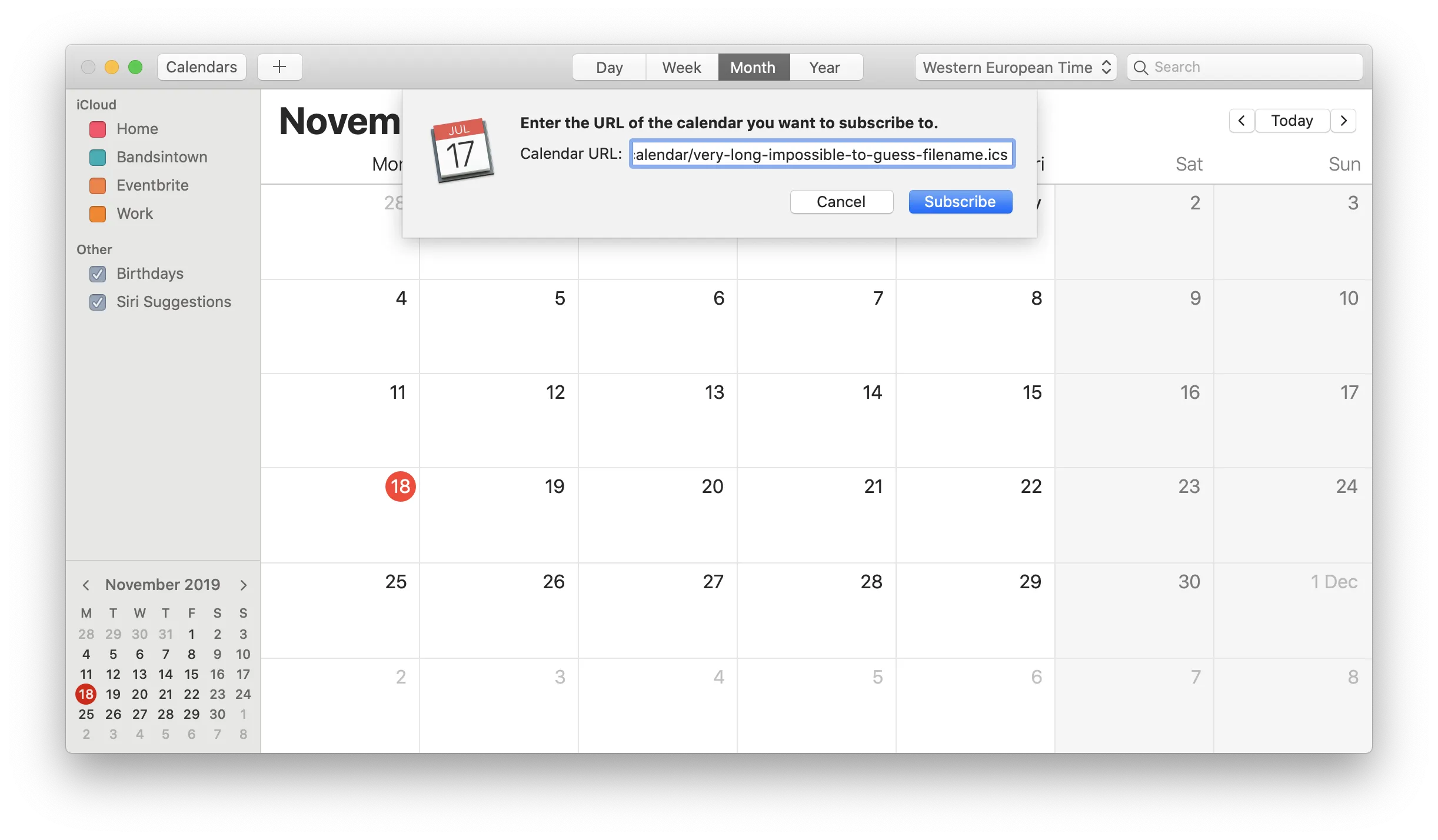 Apple iCalendar screenshot