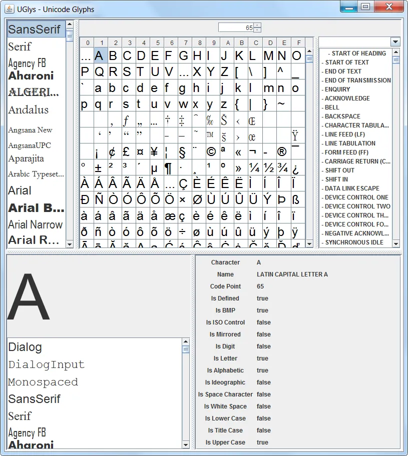 Unicode Glyph Browser