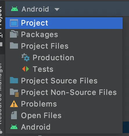 将“Android”标签更改为“Project”